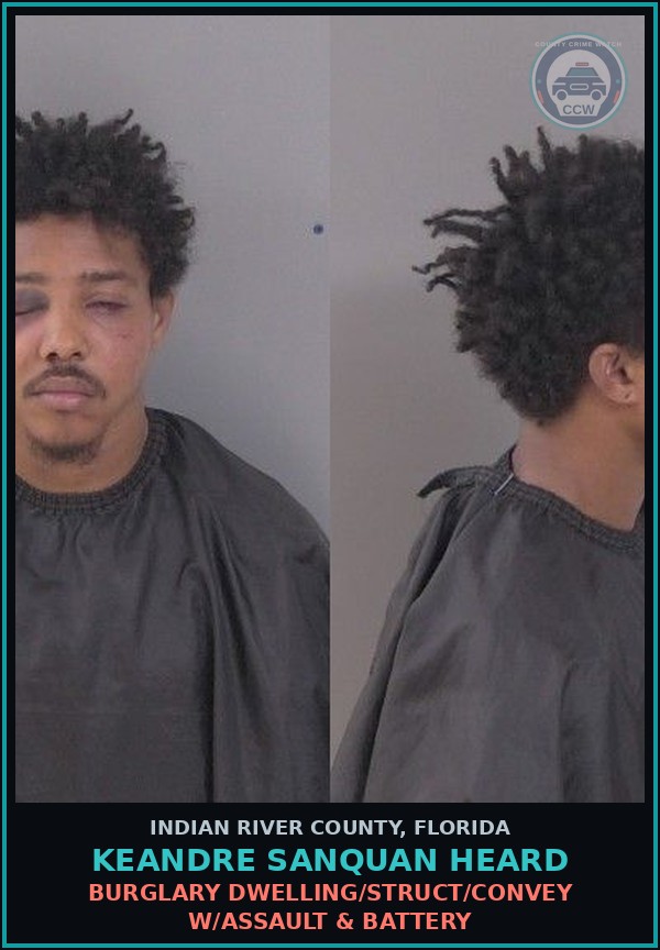 Booking mugshot of Keandre Sanquan Heard in Indian River County