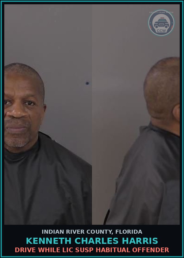 Booking mugshot of Kenneth Charles Harris in Indian River County