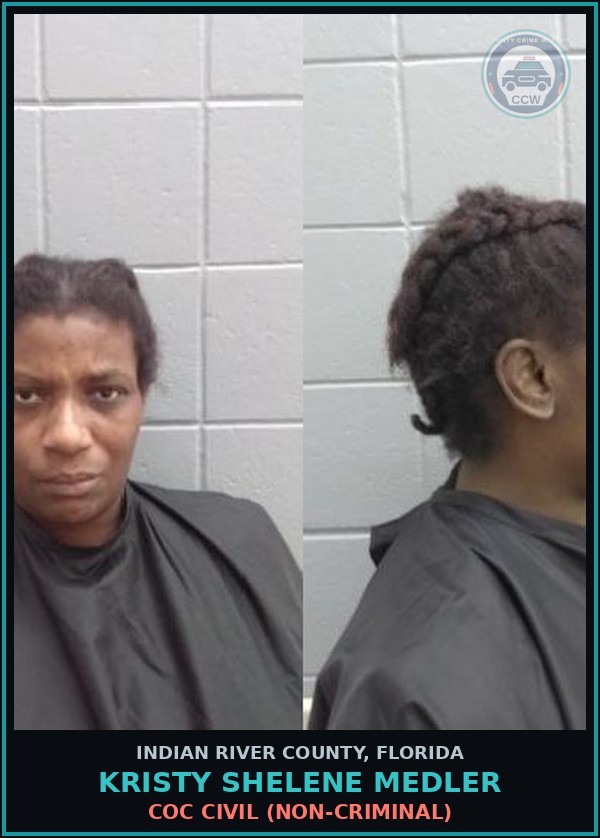 Booking mugshot of Kristy Shelene Medler in Indian River County