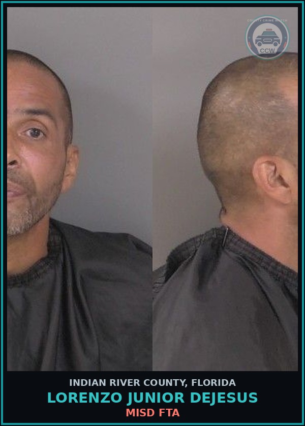 Booking mugshot of Lorenzo Junior DeJesus in Indian River County