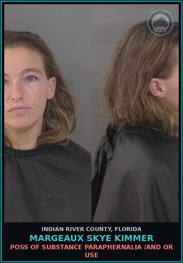 Booking mugshot of Margeaux Skye Kimmer in Indian River County