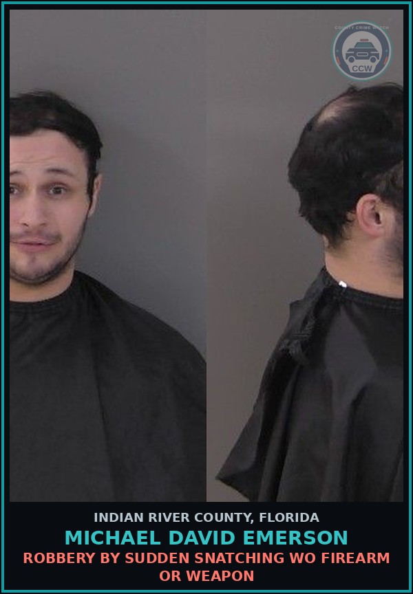 Booking mugshot of MICHAEL DAVID EMERSON in Indian River County