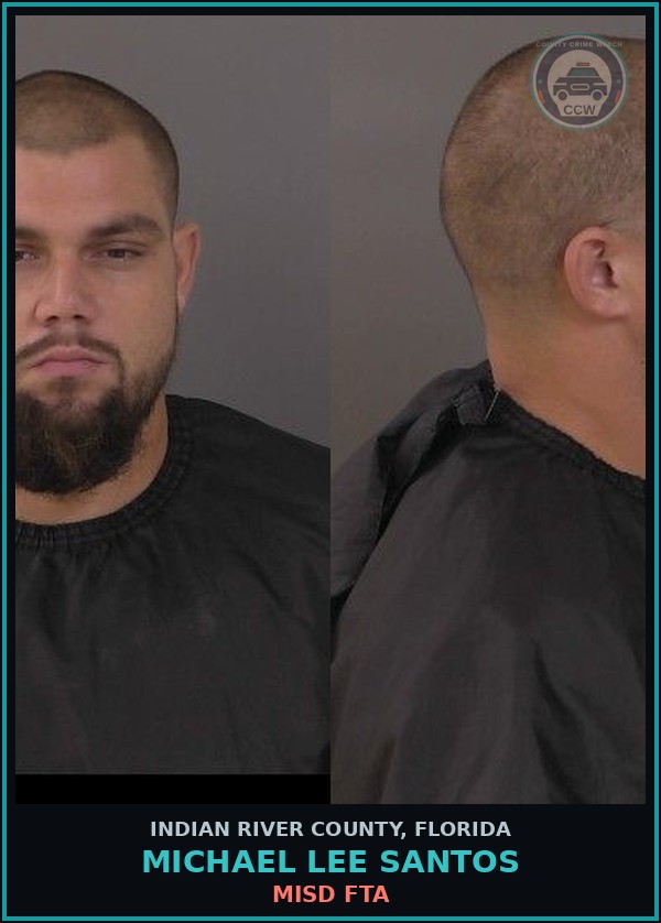 Booking mugshot of Michael Lee Santos in Indian River County