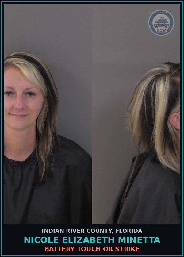 Booking mugshot of Nicole Elizabeth Minetta in Indian River County