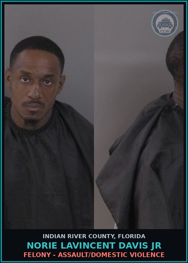 Booking mugshot of Norie Lavincent Davis Jr in Indian River County