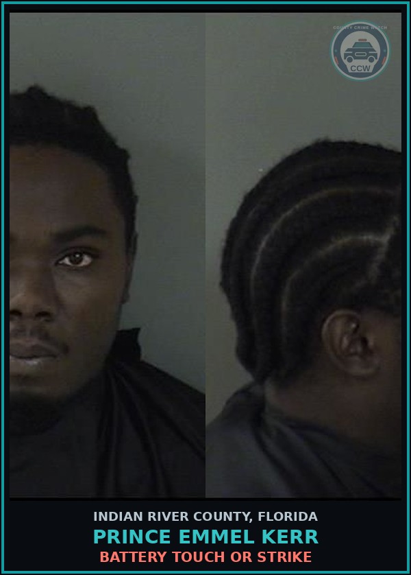 Booking mugshot of Prince Emmel Kerr in Indian River County