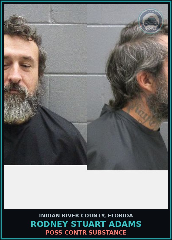 Booking mugshot of RODNEY STUART ADAMS in Indian River County