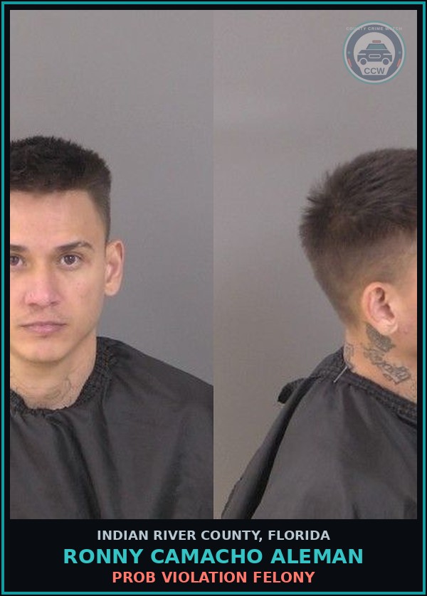 Booking mugshot of Ronny Camacho Aleman in Indian River County
