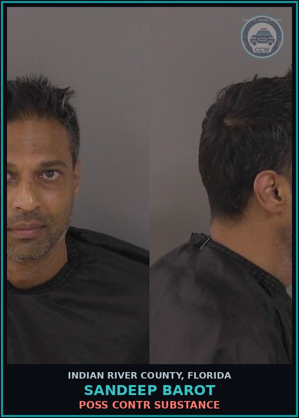 Booking mugshot of SANDEEP BAROT in Indian River County