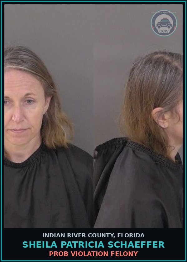Booking mugshot of Sheila Patricia Schaeffer in Indian River County