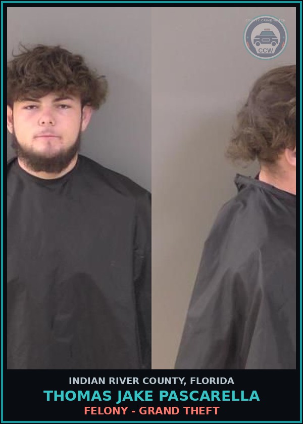 Booking mugshot of Thomas Jake Pascarella in Indian River County