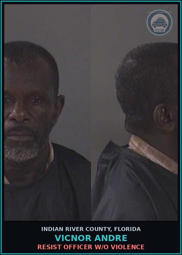 Booking mugshot of Vicnor Andre in Indian River County