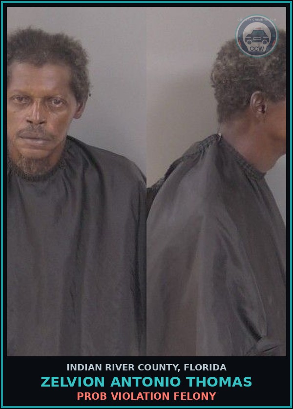 Booking mugshot of Zelvion Antonio Thomas in Indian River County