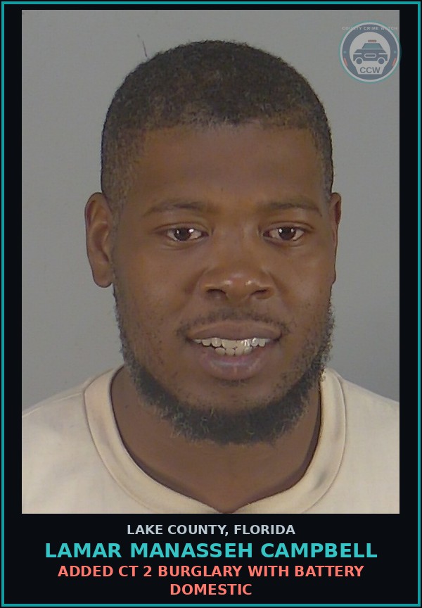 Booking mugshot of LAMAR MANASSEH CAMPBELL in Lake County