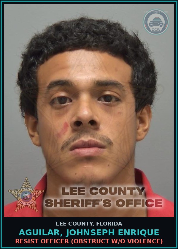 Booking mugshot of AGUILAR, JOHNSEPH ENRIQUE in Lee County