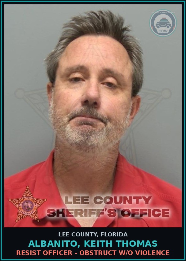 Booking mugshot of ALBANITO, KEITH THOMAS in Lee County