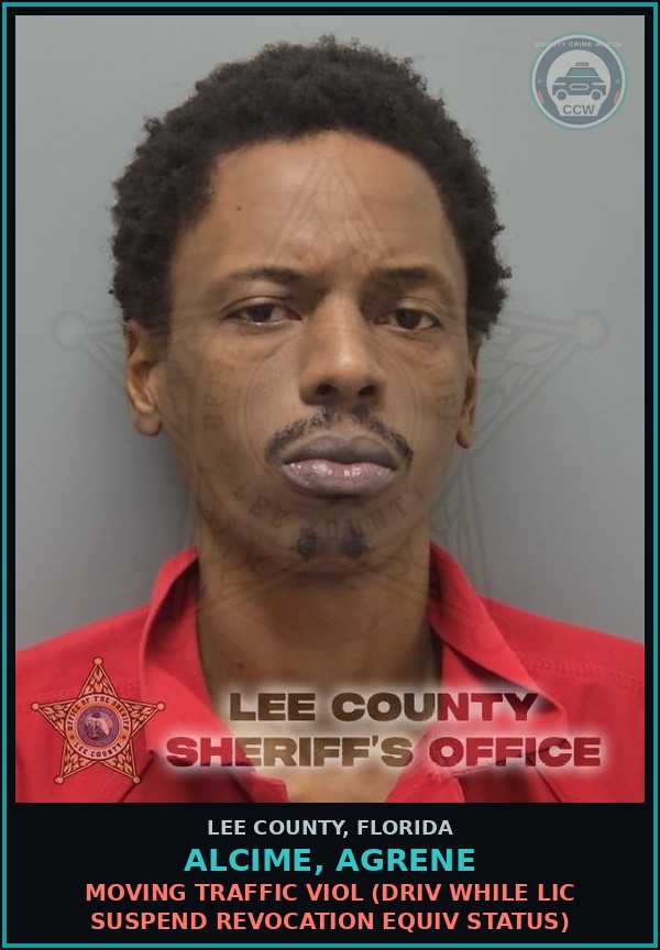 Booking mugshot of ALCIME, AGRENE in Lee County