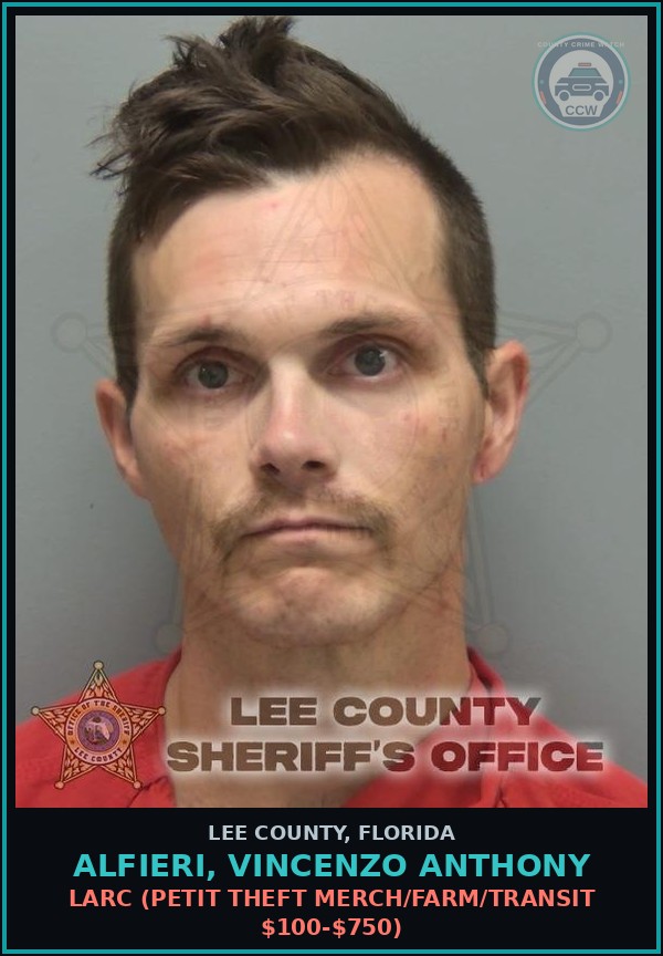 Booking mugshot of ALFIERI, VINCENZO ANTHONY in Lee County