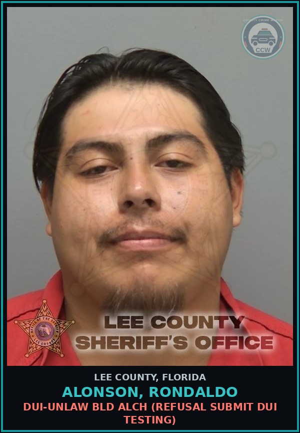 Booking mugshot of ALONSON, RONDALDO in Lee County