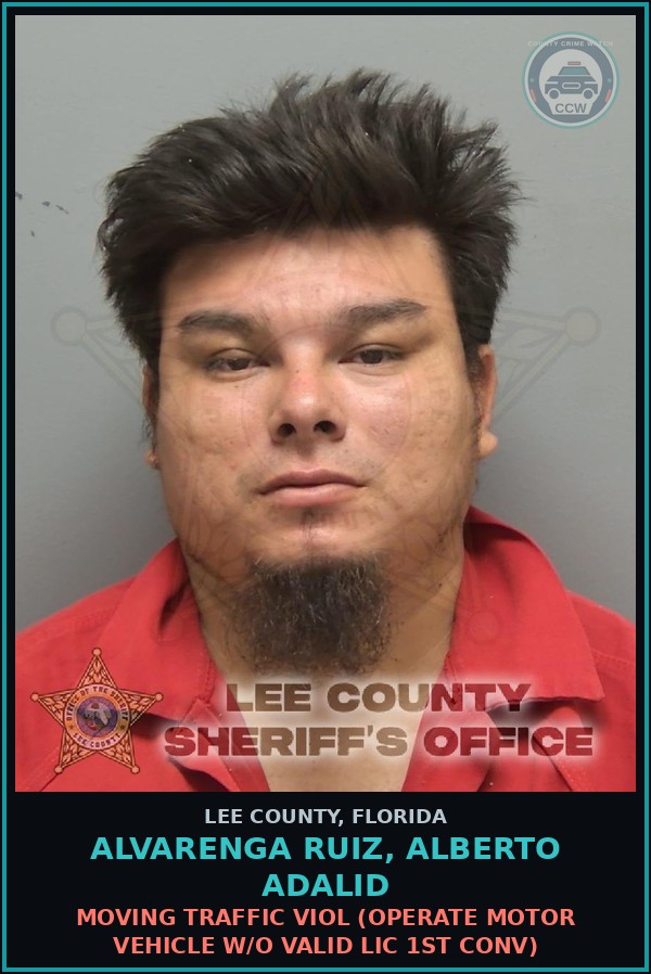 Booking mugshot of ALVARENGA RUIZ, ALBERTO ADALID in Lee County