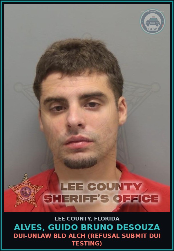 Booking mugshot of ALVES, GUIDO BRUNO DESOUZA in Lee County