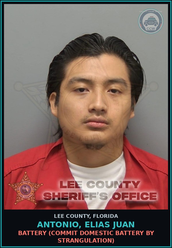 Booking mugshot of ANTONIO, ELIAS JUAN in Lee County