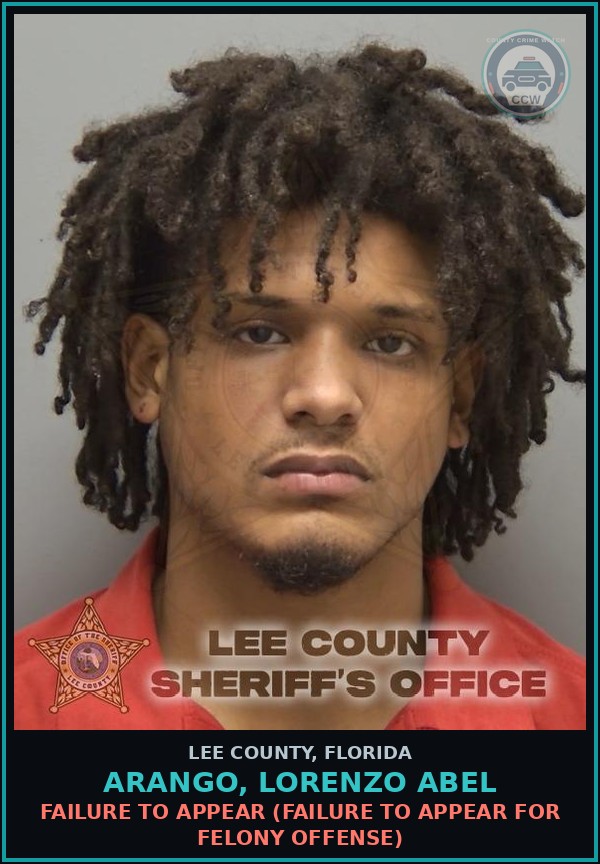 Booking mugshot of ARANGO, LORENZO ABEL in Lee County