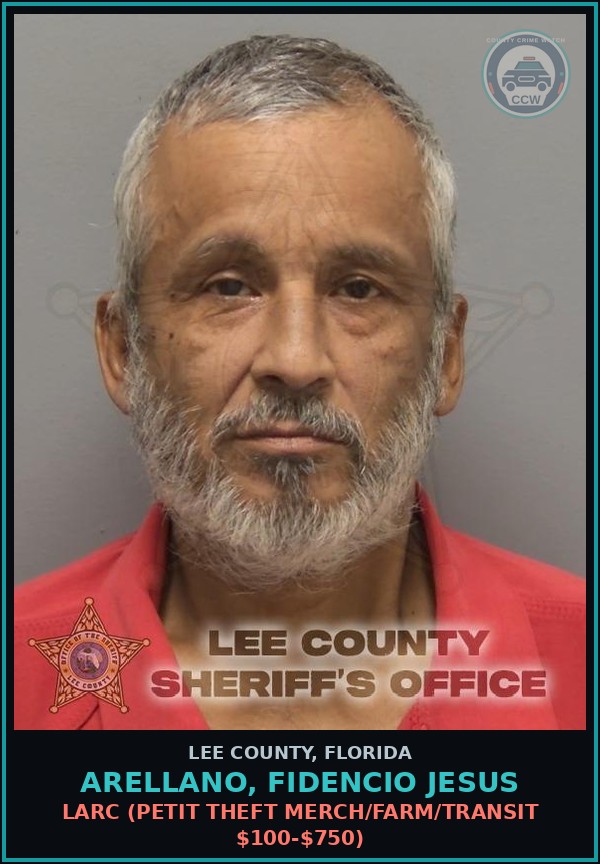Booking mugshot of ARELLANO, FIDENCIO JESUS in Lee County