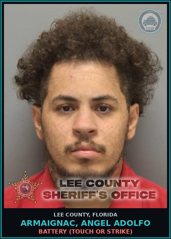 Booking mugshot of ARMAIGNAC, ANGEL ADOLFO in Lee County