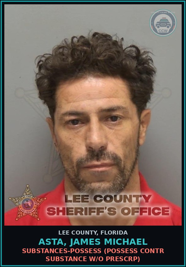 Booking mugshot of ASTA, JAMES MICHAEL in Lee County