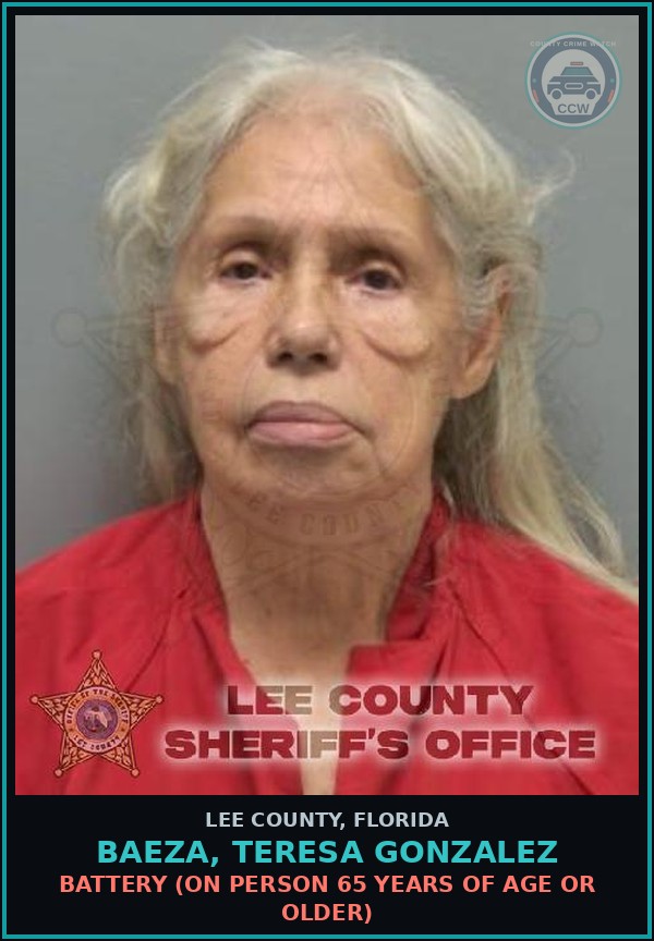Booking mugshot of BAEZA, TERESA GONZALEZ in Lee County