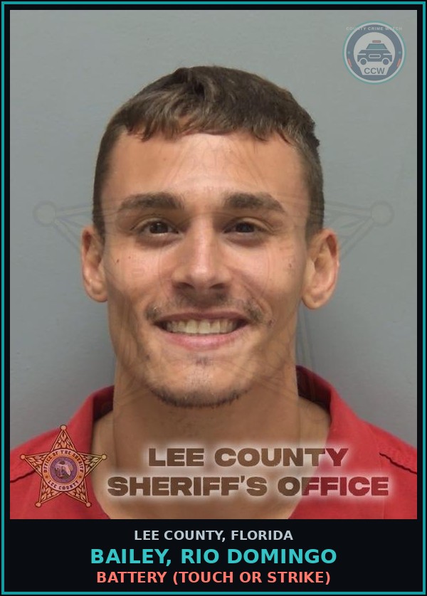 Booking mugshot of BAILEY, RIO DOMINGO in Lee County