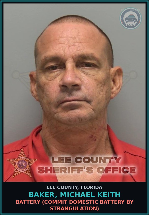 Booking mugshot of BAKER, MICHAEL KEITH in Lee County