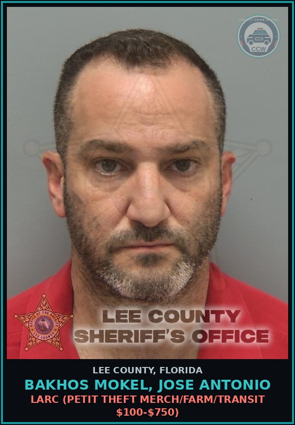 Booking mugshot of BAKHOS MOKEL, JOSE ANTONIO in Lee County