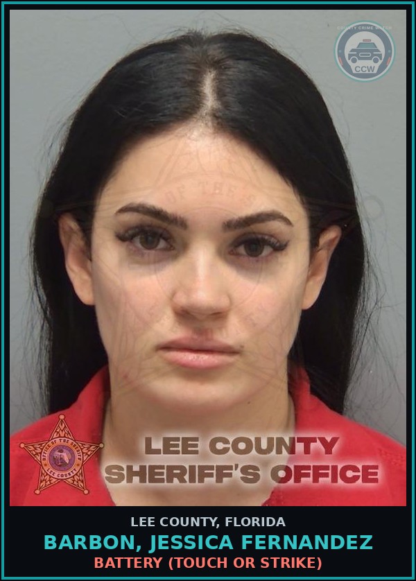 Booking mugshot of BARBON, JESSICA FERNANDEZ in Lee County