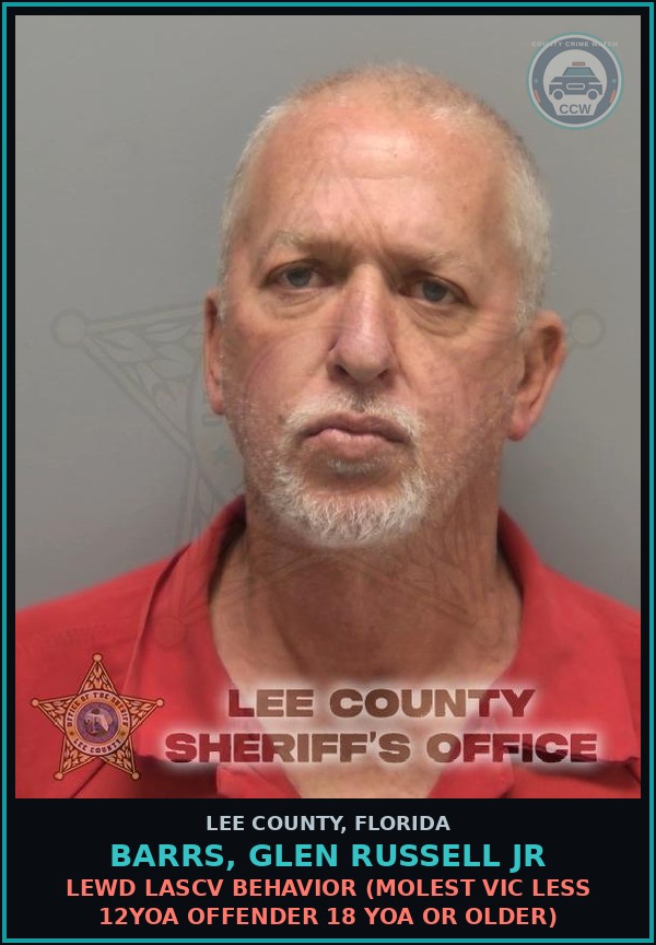 Booking mugshot of BARRS, GLEN RUSSELL JR in Lee County