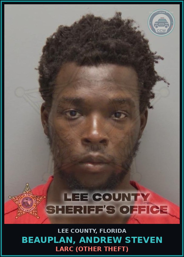 Booking mugshot of BEAUPLAN, ANDREW STEVEN in Lee County