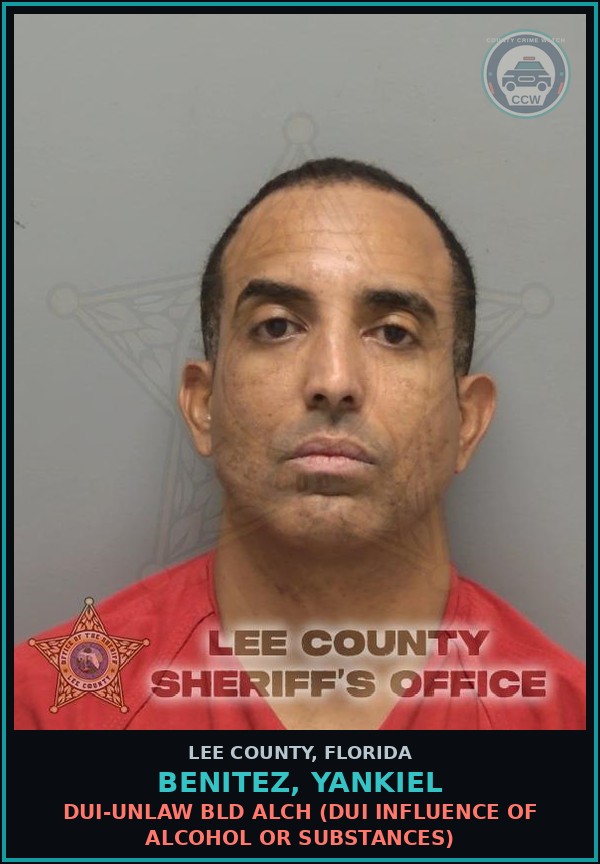 Booking mugshot of BENITEZ, YANKIEL in Lee County