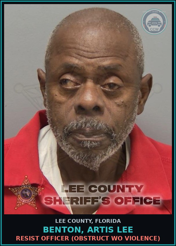 Booking mugshot of BENTON, ARTIS LEE in Lee County