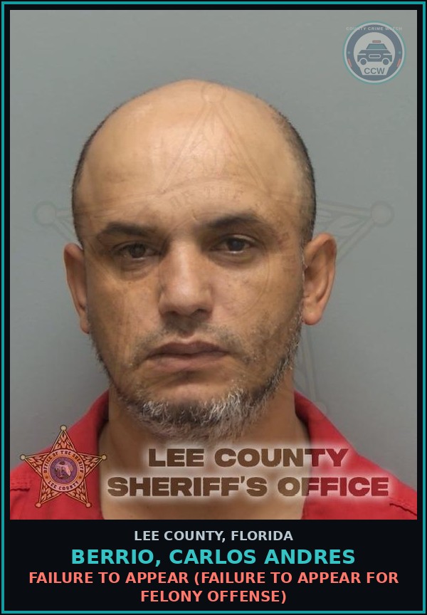 Booking mugshot of BERRIO, CARLOS ANDRES in Lee County