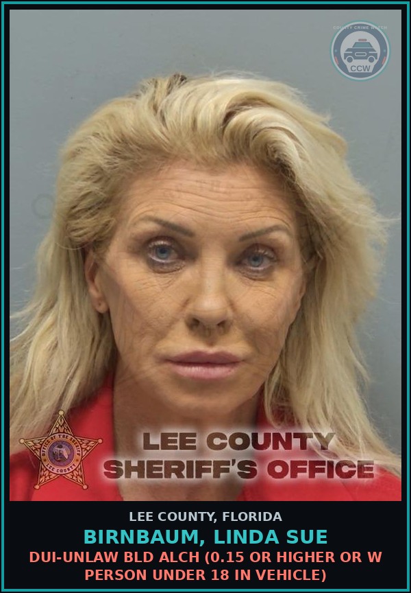 Booking mugshot of BIRNBAUM, LINDA SUE in Lee County