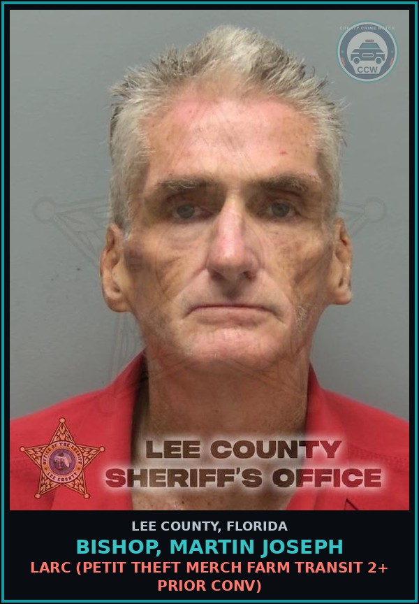 Booking mugshot of BISHOP, MARTIN JOSEPH in Lee County