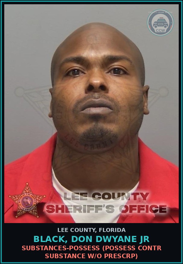 Booking mugshot of BLACK, DON DWYANE JR in Lee County