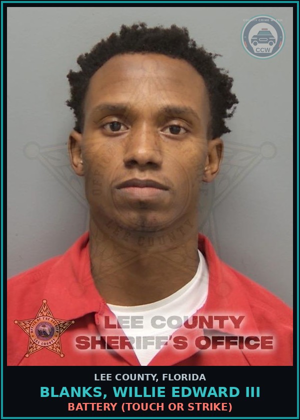 Booking mugshot of BLANKS, WILLIE EDWARD III in Lee County