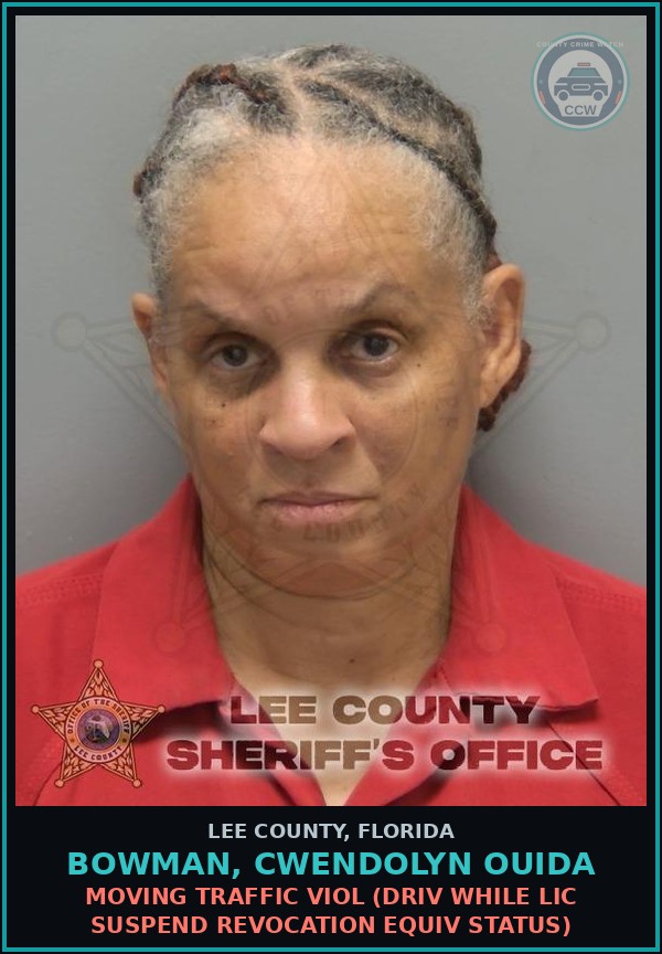 Booking mugshot of BOWMAN, CWENDOLYN OUIDA in Lee County