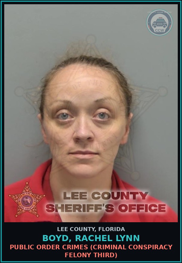 Booking mugshot of BOYD, RACHEL LYNN in Lee County