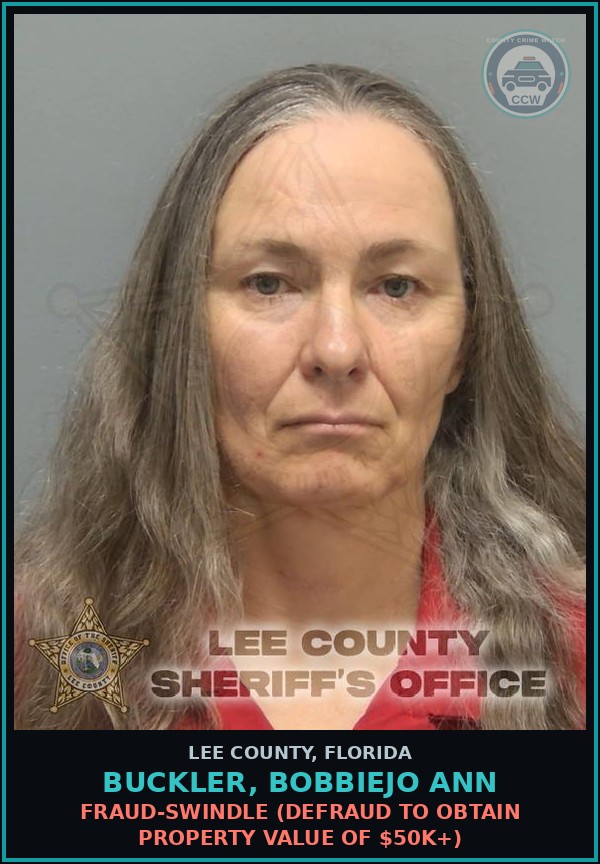 Booking mugshot of BUCKLER, BOBBIEJO ANN in Lee County