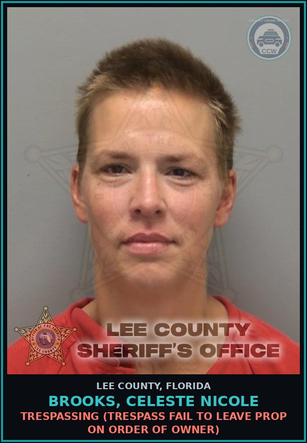Booking mugshot of BROOKS, CELESTE NICOLE in Lee County