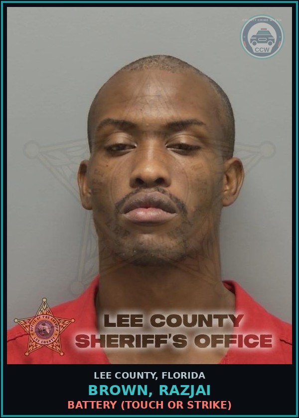 Booking mugshot of BROWN, RAZJAI in Lee County