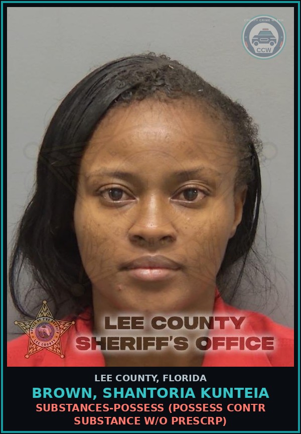 Booking mugshot of BROWN, SHANTORIA KUNTEIA in Lee County